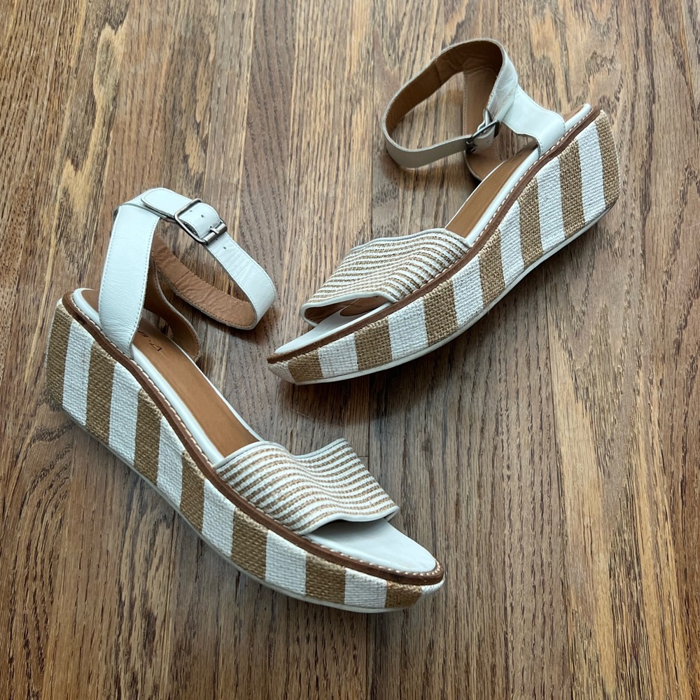 Kelsi Dagger Brooklyn Striped Raffia Platform Sandals, 8.5